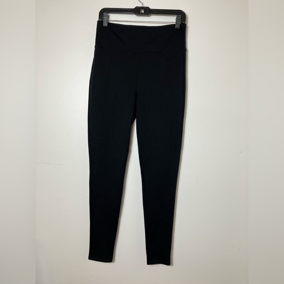 assets‎ by spanx Leggings Sz L Black Pull On Ponte Knit Straight Leg Compression - Picture 1 of 6